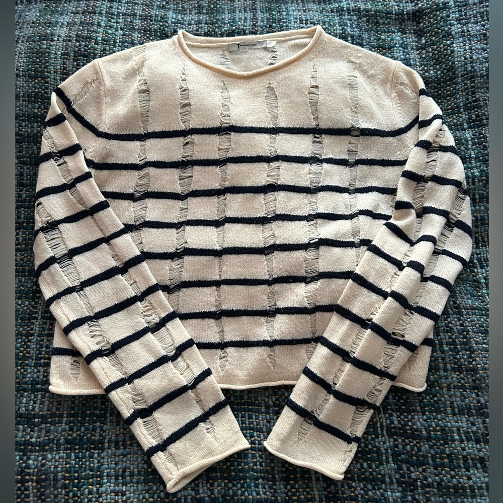 Alexander Wang Women’s White with Dark Blue Stripes Sweater